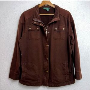 LAUREN RALPH LAUREN ZIP BUTTON SHIRT JACKET
